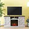 54" TV Stand for TVs up to 60" with Electric Fireplace Saw Cut Off White - Home Essentials: MDF, Nickel Hardware, Open Shelves - 2 of 4