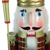 Northlight 48" Burgundy and White Wooden Christmas Nutcracker King with Scepter - 4 of 4