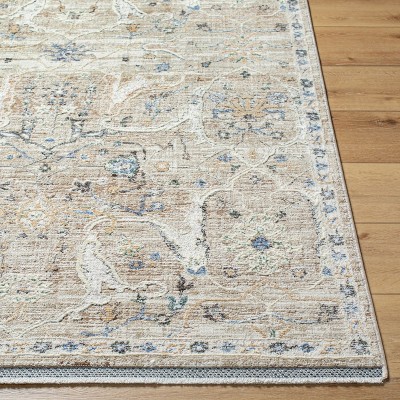 Nichola Camel and Cream Synthetic Fur Stain-Resistant Rug
