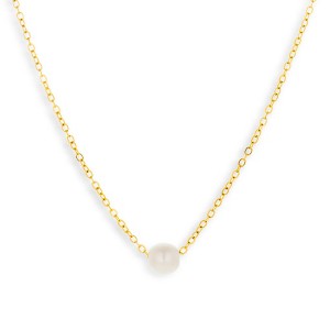 EVRY JEWELS WATERPROOF Gold or Silver Plated Single Pearl Drop Necklace - 1 of 2
