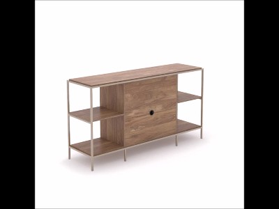 Sindoori Mango and Gold Modern TV Stand with Adjustable Shelf