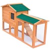 vidaXL Rabbit Hutch Bunny Cage with Pull Out Tray and Ramp Solid Wood Pine - Brown and Green - 2 of 4