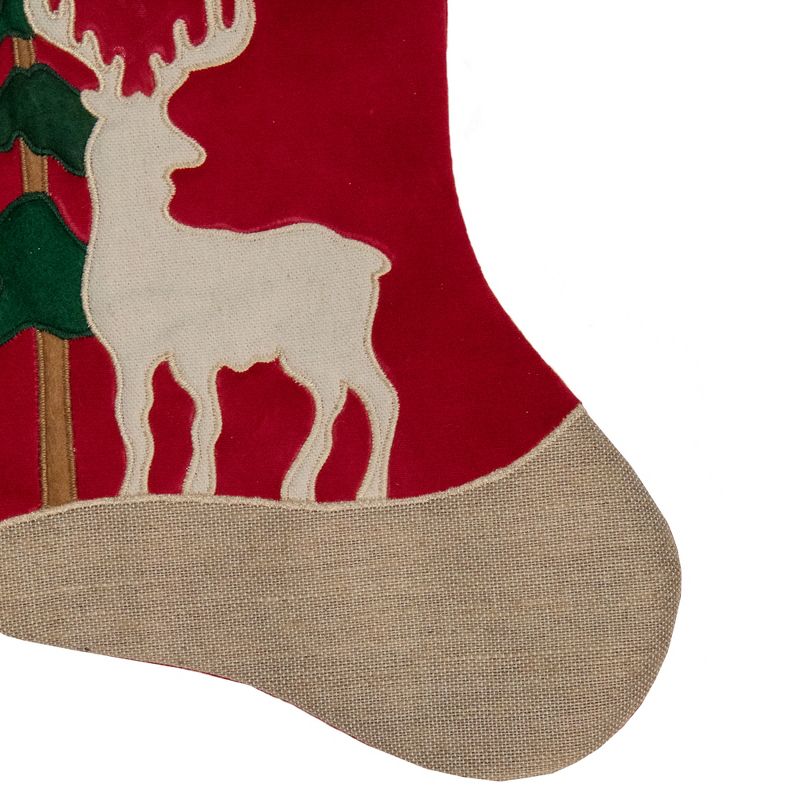Northlight 20.5-Inch Red and Green Plaid Christmas Stocking with a Pine Tree and Moose, 2 of 4