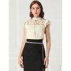 INSPIRE CHIC Women's Ruffle Stand Collar Short Sleeve Contrast Lace Panel Blouse - 2 of 4