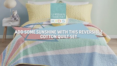 Full Yellow Rainbow Sunburst Reversible Cotton Coverlet Set
