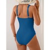 Eomenie Women's One Piece Swimsuit Slimming Tummy Control Bathing Suit Plunging V Neck Color Blocking 2025 Swimwear - 2 of 3