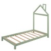 ALEXOUN Twin Size Floor Bed with House-Shaped Headboard for Kids, Wooden Twin Floor Platform Bed Frame with Slat Support,No Box Spring Needed - 4 of 4
