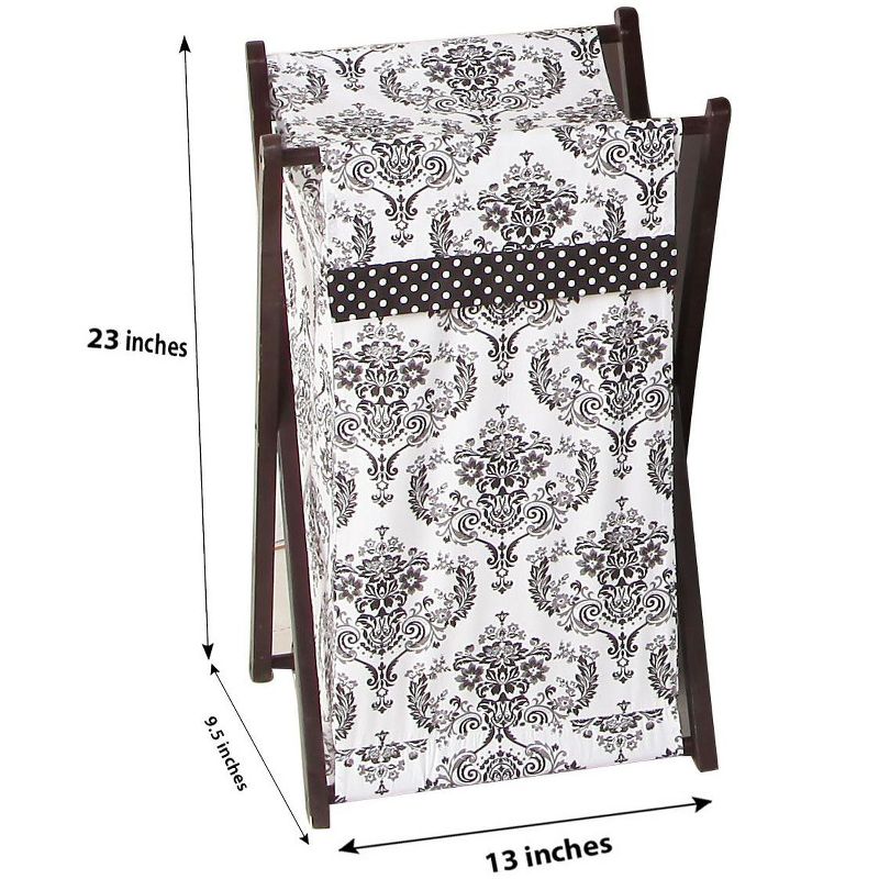 Bacati - Classic Damask white/black Laundry Hamper with Wooden Frame, 2 of 5