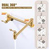 WOWOW Wall Mounted Pot Filler Faucet with Double Joint Swing Arms in Brushed Nickel - 4 of 4