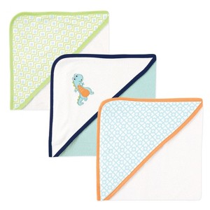 Luvable Friends Baby Boy Cotton Terry Hooded Towels, Dinosaur, One Size - 1 of 1