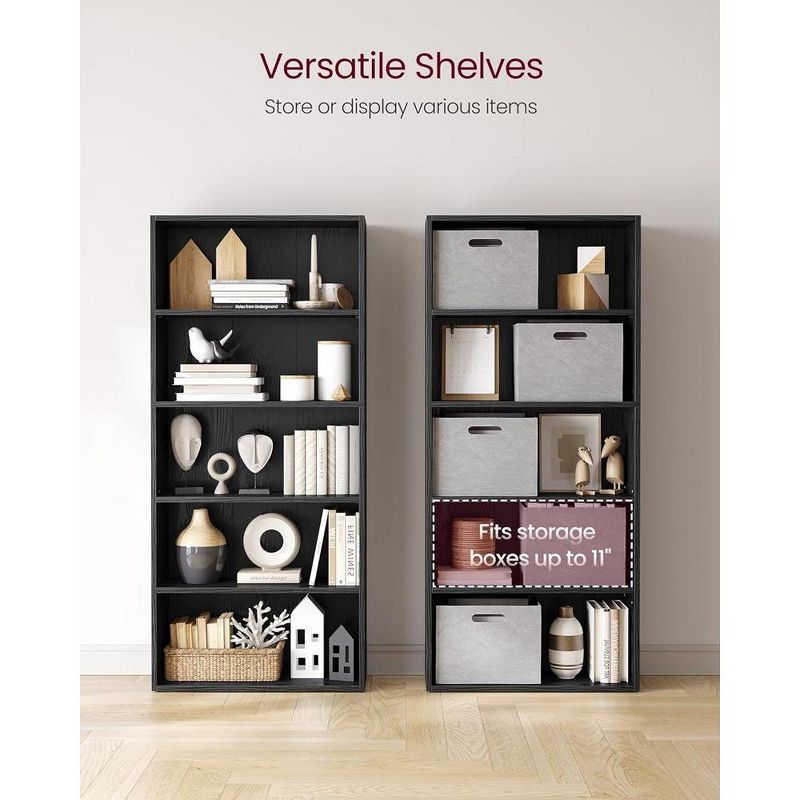 VASAGLE Bookshelf, 23.6 Inches Wide, 5-Tier Open Bookcase with Adjustable Storage Shelves, Floor Standing Unit, 3 of 7