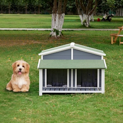 Dog Cage Big With Waterproof, Dog House Outdoor For Medium Dogs, Wood Pet House Dogs, Log Cabin Style Dog House With PVC Top Plate-Cuddlewood
