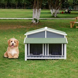Dog Cage Big With Waterproof, Dog House Outdoor For Medium Dogs, Wood Pet House Dogs, Log Cabin Style Dog House With PVC Top Plate-Cuddlewood - 1 of 4