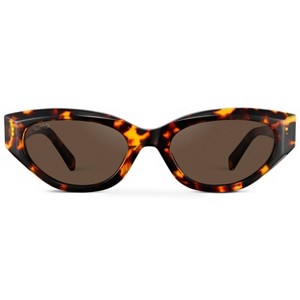 WMP Eyewear Womens Polarized Narrow Cat-Eye Sunglasses, Oval Acetate Frame, Hand-Polished - 1 of 4