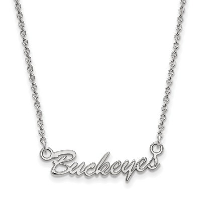 Black Bow Jewelry 14k White Gold Ohio State Buckeyes NCAA Necklace 18 Inch