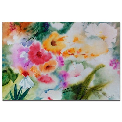 Trademark Fine Art -Sheila Golden 'Watercolor Flowers' Canvas Art