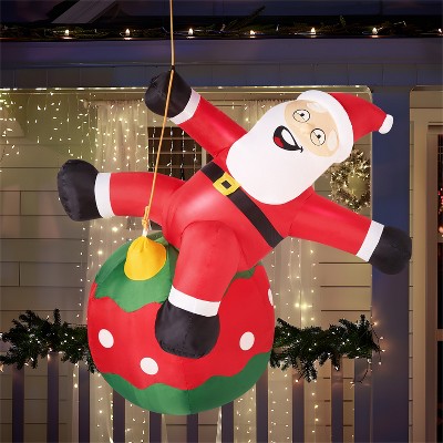 JOYFY 8FT Hanging Christmas Inflatables Decoration, Climbing Santa, Blow Up Inflatable with Build-in LED for Xmas Party Indoor, Outdoor Decoration