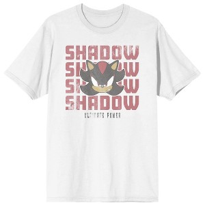 Sonic The Hedgehog Shadow Head Ultimate Power Adult White Crew Neck Short Sleeve T-shirt - 1 of 4