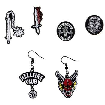 Stranger Things Hellfire Club Costume Jewelry Dangle And Stud Earring Set 3 Pack Multicoloured