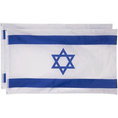 Juvale 2 Piece Israel Flag Banner, Israeli Flag for Indoor Outdoor Garden Party Decor, 3 x 5 Feet