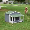 Dog Cage Big With Waterproof, Dog House Outdoor For Medium Dogs, Wood Pet House Dogs, Log Cabin Style Dog House With PVC Top Plate-Cuddlewood - 2 of 4