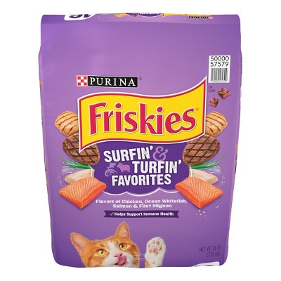 Purina Friskies Surfin&Turfin Favorites with Flavors of Chicken, Whitefish, Salmon & Filet Adult Balanced Dry Cat Food