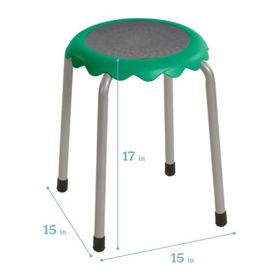 Emerald Green Stackable Plastic Stools with Steel Legs, 8-Piece Set