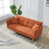 70'' Teddy Fleece 2-in-1 Sofa Bed with Adjustable Arms and Backrest, Modern Living Room Sofa - 2 of 4