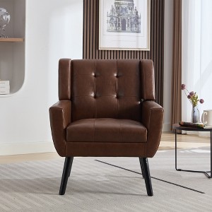 ATJafure Modern Soft Linen Material Ergonomics Accent Chair With Black Legs For Indoor Home Living Room Bedroom Home - 1 of 4