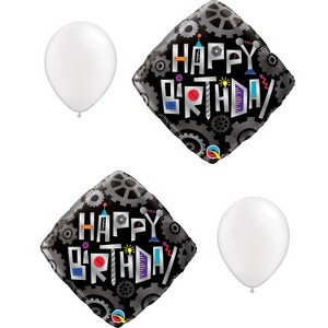 Loonballoon Collections - 18″ Birthday Robot Cogwheels Balloons (2 pcs, Pearl Latex): Fun Décor for Robot-Themed Birthday Parties - 1 of 1