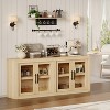 70.8" Sideboard Buffet Cabinet, Mid Century Modern Accent Cabinet with 4 Doors, Wood Coffee Bar Media Console Credenza for Kitchen, Brown - 4 of 4