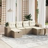 vidaXL Patio Sofa Set with Cushions Outdoor Furniture 6 Piece Poly Rattan - Beige and Cream Without Storage - 2 of 4