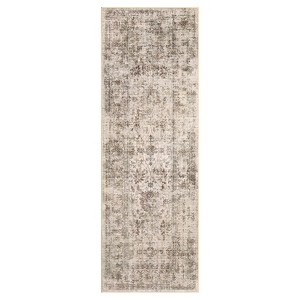 Vintage Distressed Floral Print Area Rugs for Living Room Bedroom, Washable Soft Retro Accent Floor Carpet, Non Slip Throw Mat - 1 of 4