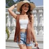 Clearlove Women's Tassel Sleeveless Vest 70s Hippie Faux Suede Fringe Jacket Cardigan - 3 of 4