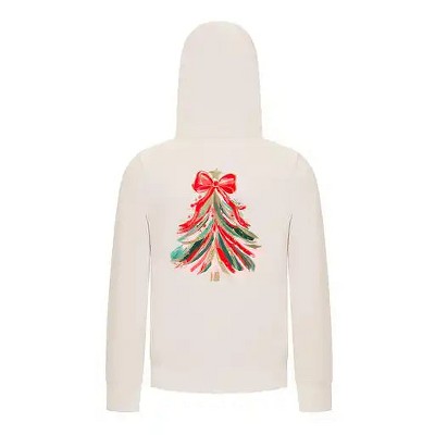 Everyday Kids Christmas Collection Red & Gold Painted Tree Girls Zip Up Hoodie – Holiday Sweatshirt