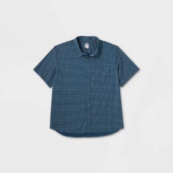 Men's Big & Tall Short Sleeve Adaptive Button-Down Shirt - Goodfellow & Co™ Dark Blue 5XL