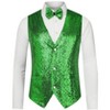 Lars Amadeus Men's Sequin Shiny Slim Fit Sleeveless Suit Waistcoat Set with Bow Tie - 2 of 4