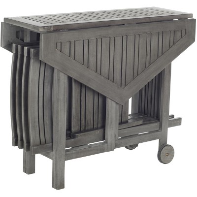 Grey Wash Acacia Wood Foldable Dining Table and 4 Chairs Set