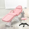 Angel Sar Pink Esthetician Bed and Chair, 3-Section Adjustable Facial Massage Table with Hydraulic Stool, Two Trays, Spa Salon Tattoo Beauty Services - 2 of 4