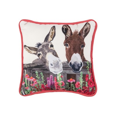 C&F Home 8" x 8" Spring Donkeys Printed Throw Pillow