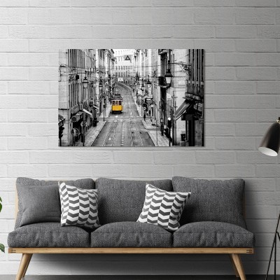 Yosemite Home Decor Lisbon Yellow Tram I Glass Photographic Print