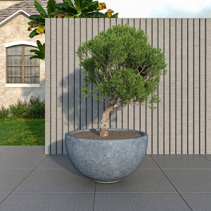 LeisureMod Iris Fiberstone Round Planter with Drainage Holes for Indoor and Outdoor Use - 1 of 4