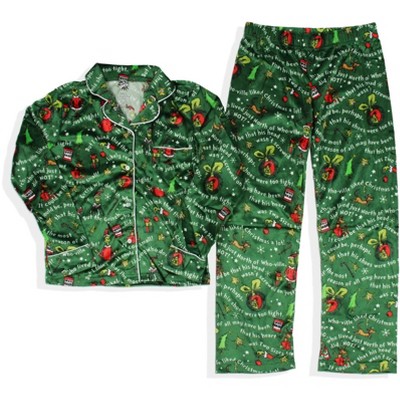 How The Grinch Stole Christmas Tossed Print Collar Sleep Pajama Set (10 ...