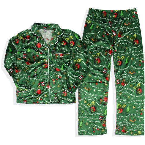 How The Grinch Stole Christmas Tossed Print Collar Sleep Pajama