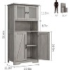 54 Inch Tall Bathroom Storage Cabinet, Freestanding Modern Cupboard with Glass Doors - 2 of 4