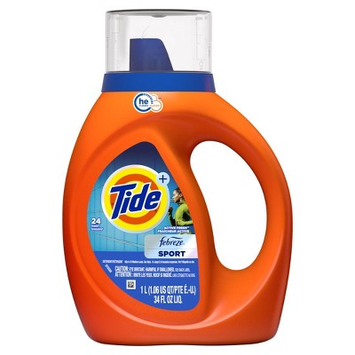 Tide Plus Febreze Sport Odor Defense Liquid Laundry Detergent, 34 fl oz, 24 Loads, HE Compatible