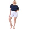 Agnes Orinda Women's Plus Size Contrast Panel Dots Lace Summer Short Sleeve Blouses - 3 of 4