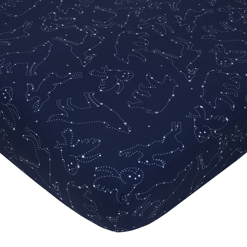 NoJo Super Soft Navy and White Cosmic Constellations Nursery Crib Fitted Sheet, 1 of 6