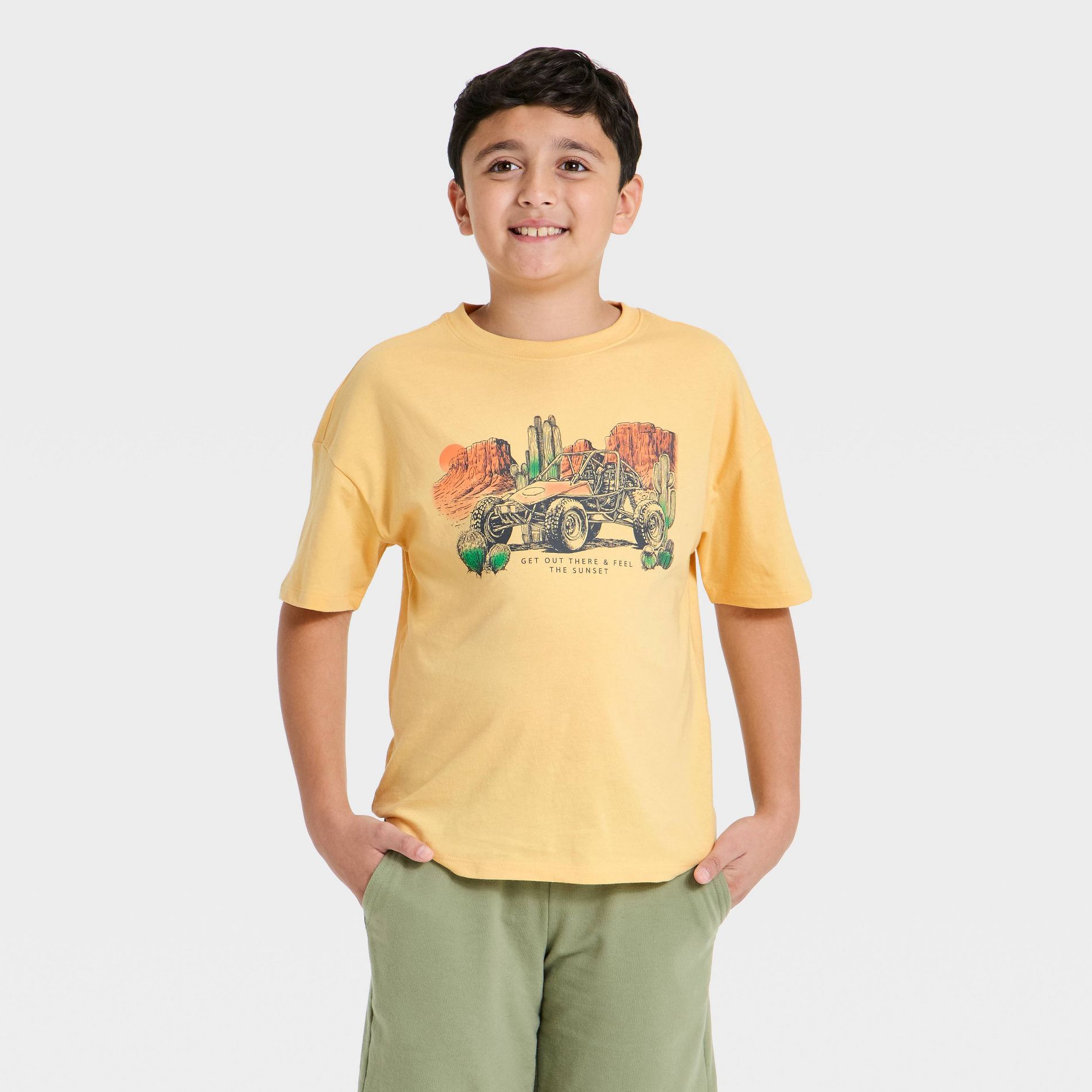 Boys' Dune Buggy Short Sleeve Oversized Graphic T-Shirt - Cat & Jack™ Yellow