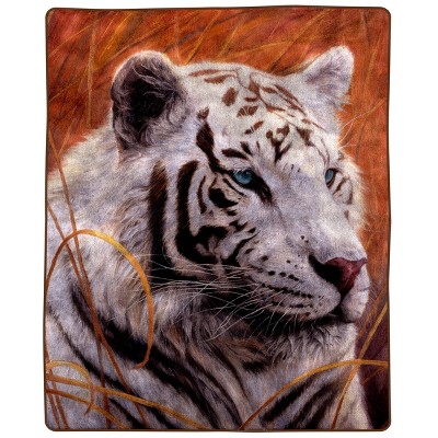 8 Lb Throw Blanket Â– Oversized Woven Plush Sofa or Soft Comfort Bed DÃ©cor - Printed Wildlife Design for Kids and Adults by Lavish Home (White Tiger)